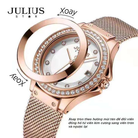 Đồng Hồ Julius JS-040B Kèm Dây Da (Đồng) - Julius